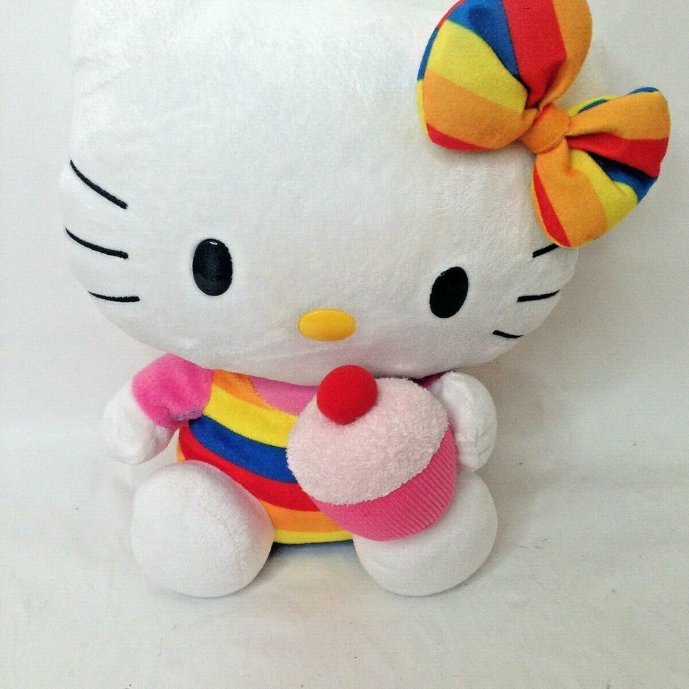 Sanrio Ty Hello Kitty Rainbow Colorful Stuffed Plush Animal Toy Holding…